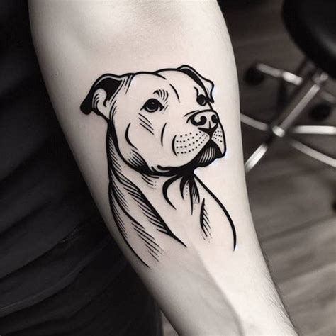 Pitbull Outline Tattoo