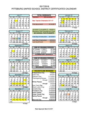 Pittsburg Unified Calendar