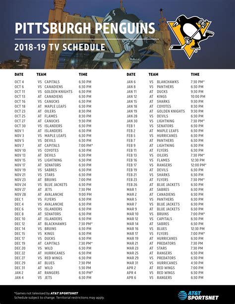 Pittsburgh Penguins 2023 2024 Schedule Printable