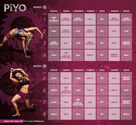 Piyo Exercise Calendar
