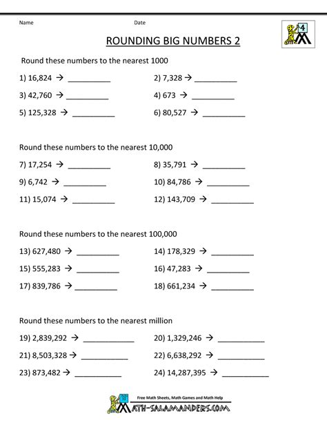 Place Value And Rounding Worksheet