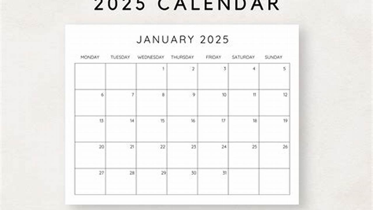 Plain 2025 Calendar 2025