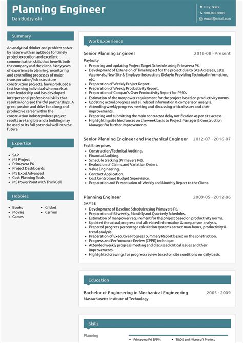 Engineer CV Design Template to download Word format (DOC/DOCX)