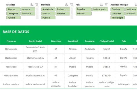 Plantilla Base De Datos Excel