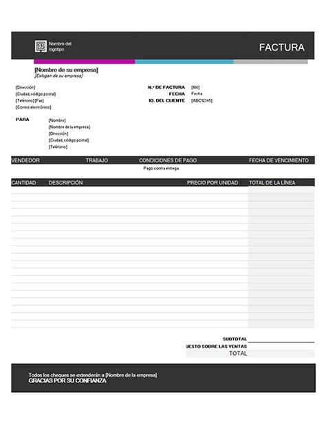 Plantilla De Factura En Excel