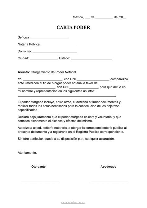Plantilla De Poder Notarial