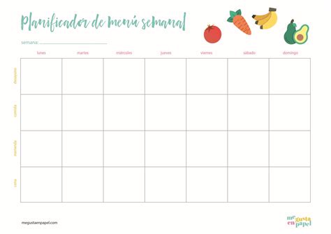 Plantilla Menu Para Completar