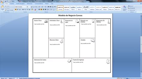 Plantilla Modelo Canvas Word