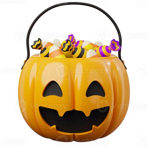 Plastic Pumpkin Bucket 3D PNG