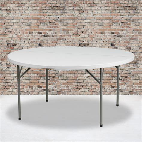 Lifetime Round Folding Table, 46" Plastic, White Granite 2960