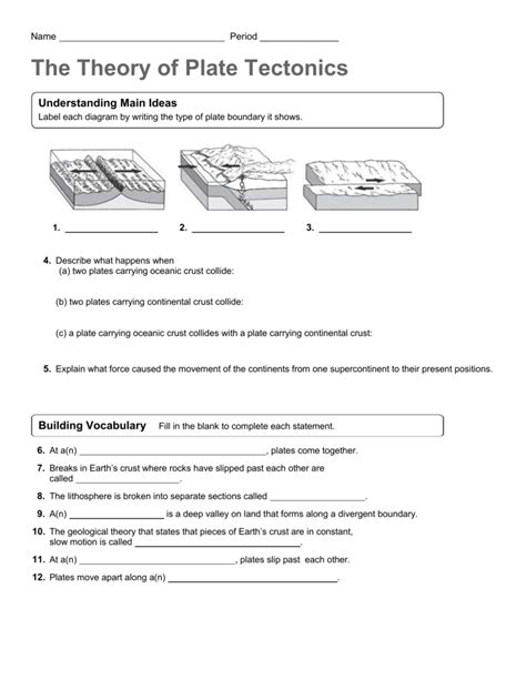 Plate Tectonics Worksheet With Answers