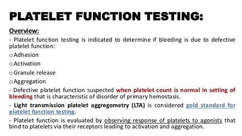 Platelet Function Analysis test and interpretation