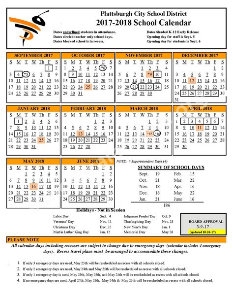 Plattsburgh Academic Calendar