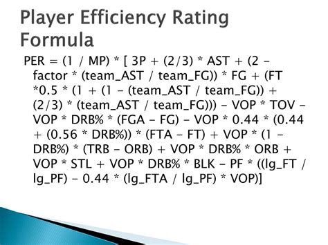 Maximizing Performance: Exploring the Impact of Player Efficiency Rating (PER) in NBA