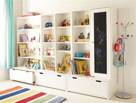 Playroom wall mounted storage