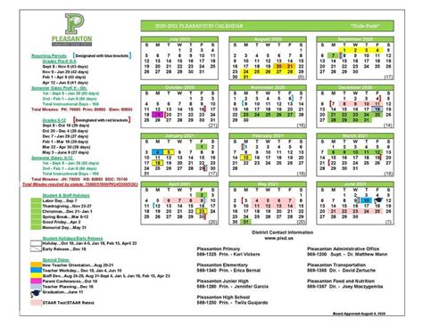 Pleasanton Unified Calendar