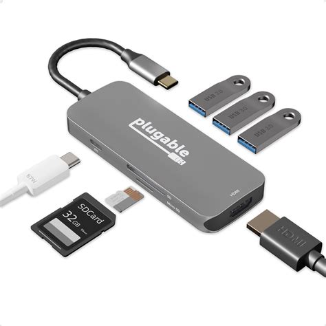 Plugable 7-in-1 USB Charging Hub design