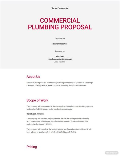 Plumbing Proposal Template Free Of Plumbing Estimate Template Gallery