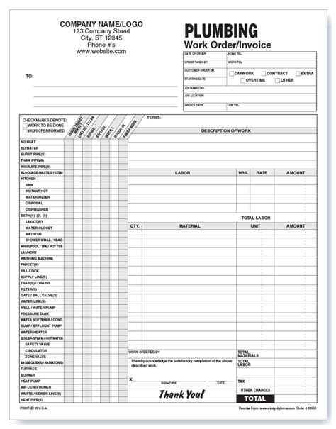 Plumbing Work Order Template Fill Online, Printable, Fillable, Blank