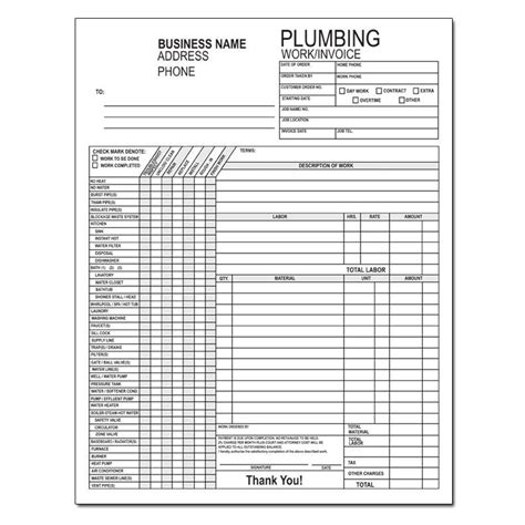 Plumbing Job Sheet Template