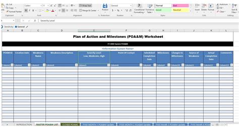 Poa M Template Excel