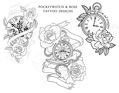 Old pocket watch and rose tattoo 100 Awesome Watch