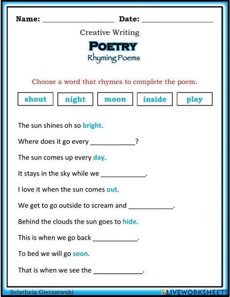 Poem Activity Worksheets - SCIENCE EDUCATION