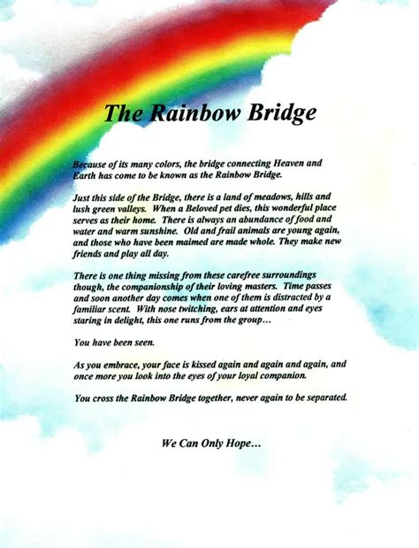 Poem Rainbow Bridge Printable