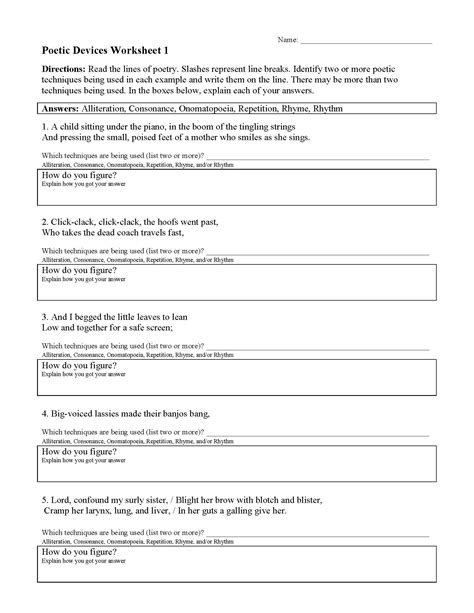 Poetic Devices Worksheet | Rhyme | Poetry