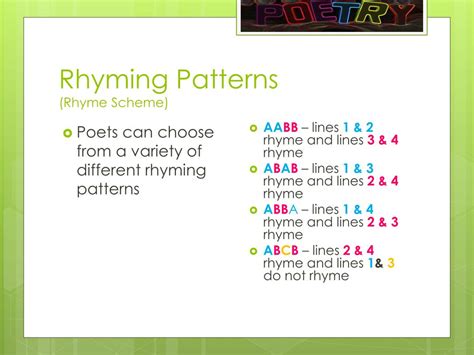 Poetry Rhyming Patterns Examples