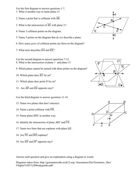 Point Lines And Planes Worksheet Answers