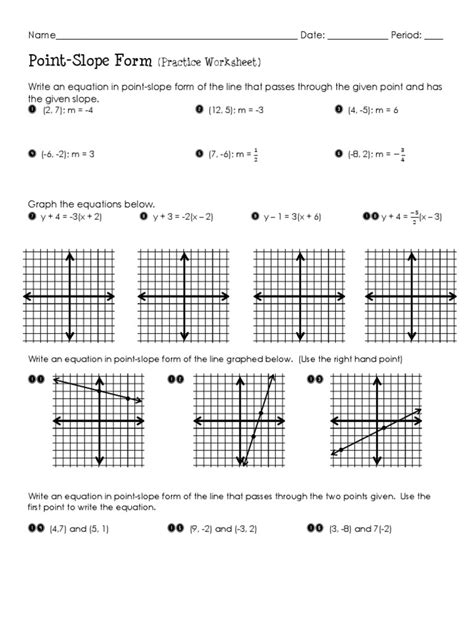 Point Slope Form Practice Worksheet