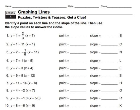 Point Slope Form Worksheet Equation Of A Line Passing Through Two
