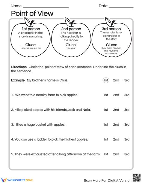 Point of View Practice worksheet