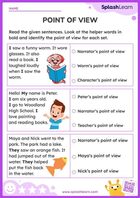 Point of View Worksheets | Writing a Point of View Worksheet | Point of