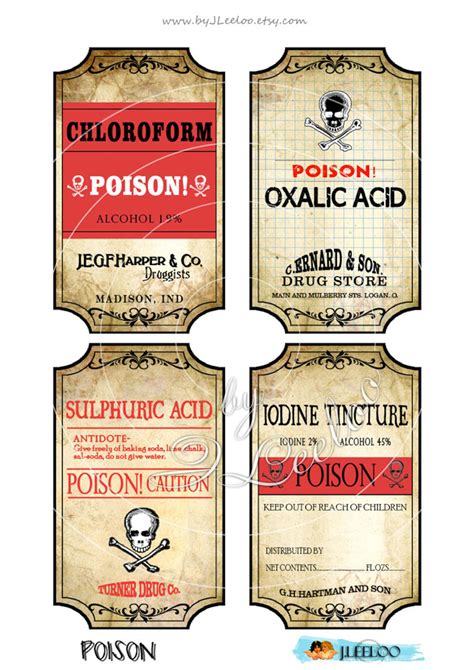 Poison Labels Printable