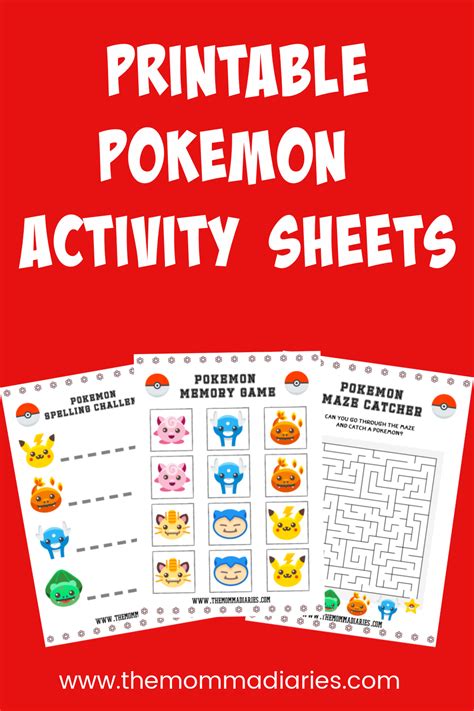 Pokemon Activities Printables