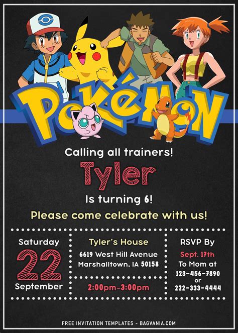 Pokemon Birthday Invitation Template Free