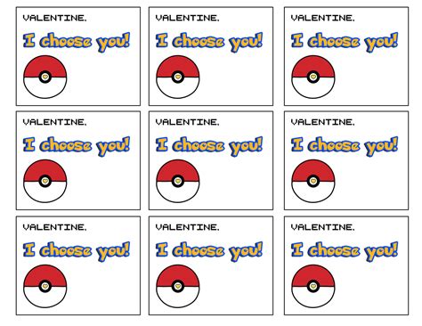 Pokemon Printable Valentines