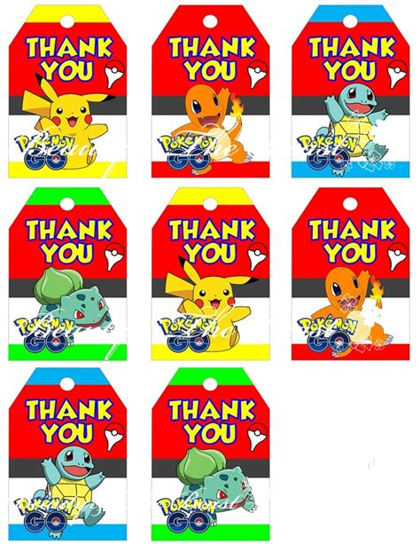 Pokemon Thank You Tags Free Printable
