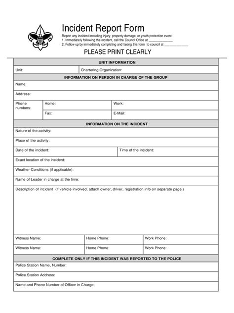 Free Incident Report Form Template Word