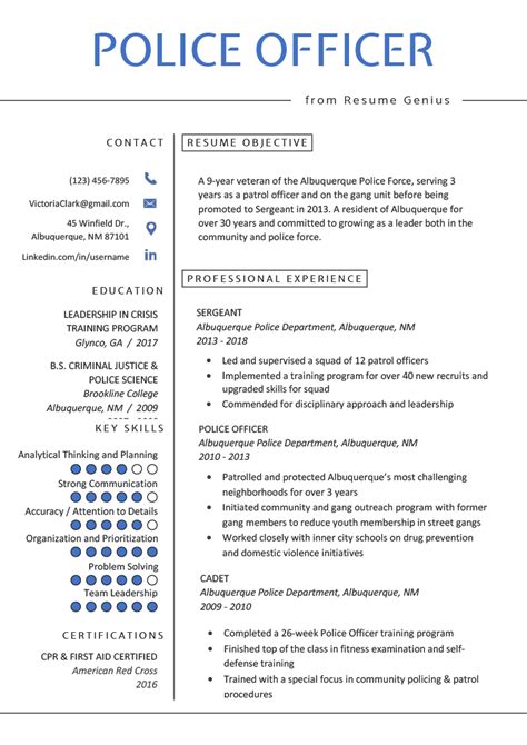 Police Officer resume templates, police officer resume templates free