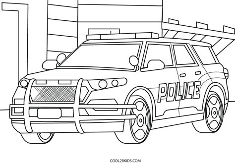 Police Car Coloring Pages Printable