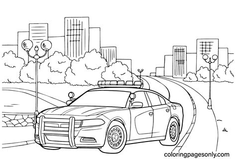 Police Dodge Charger Coloring Page