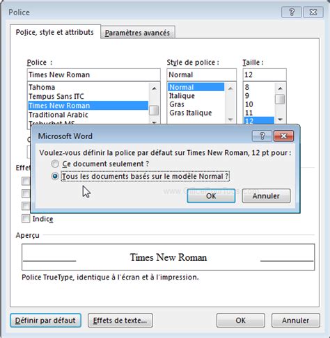 Police Par Défault Word