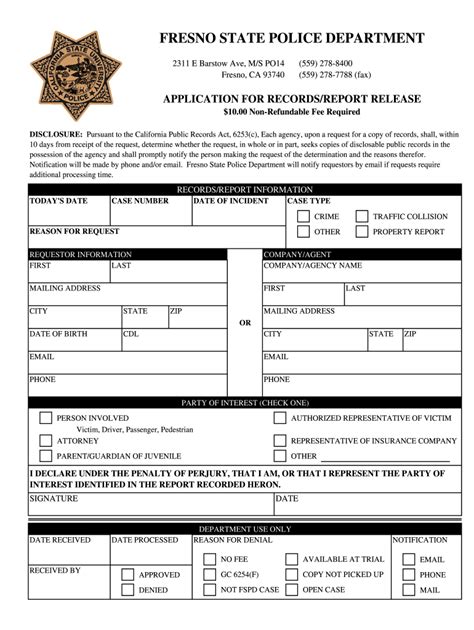 Police Statement Form Template