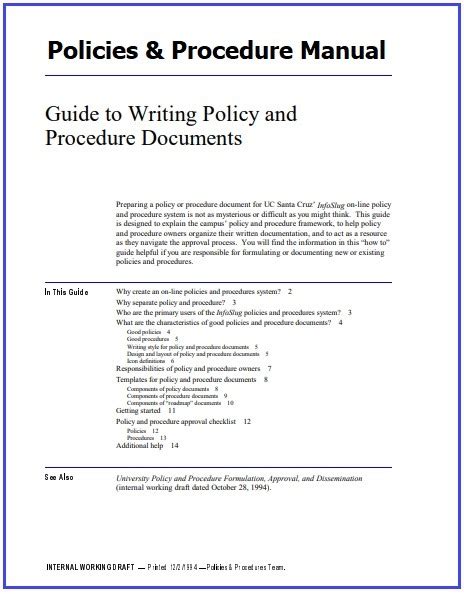 Policies And Procedures Manual Template