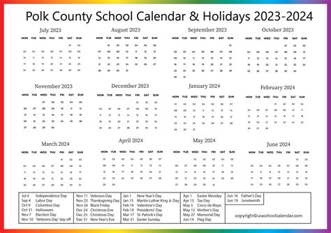 Polk County Calendar