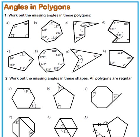 Polygon Angle Sum Theorem Worksheet