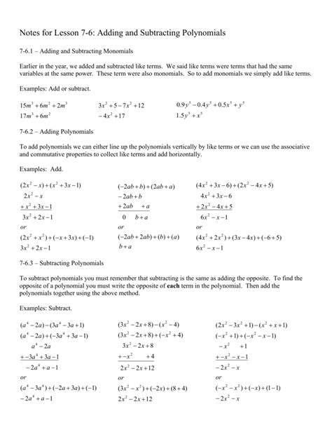 Polynomials Worksheet With Answers — db-excel.com